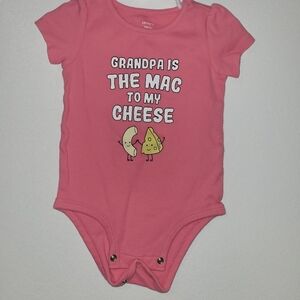 Mac and cheese pink onesie